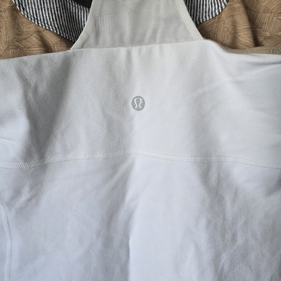 Lululemon Athletica Racer Back Tank Top White/Grey Sports Bra Built In Size 12 - Picture 3 of 5
